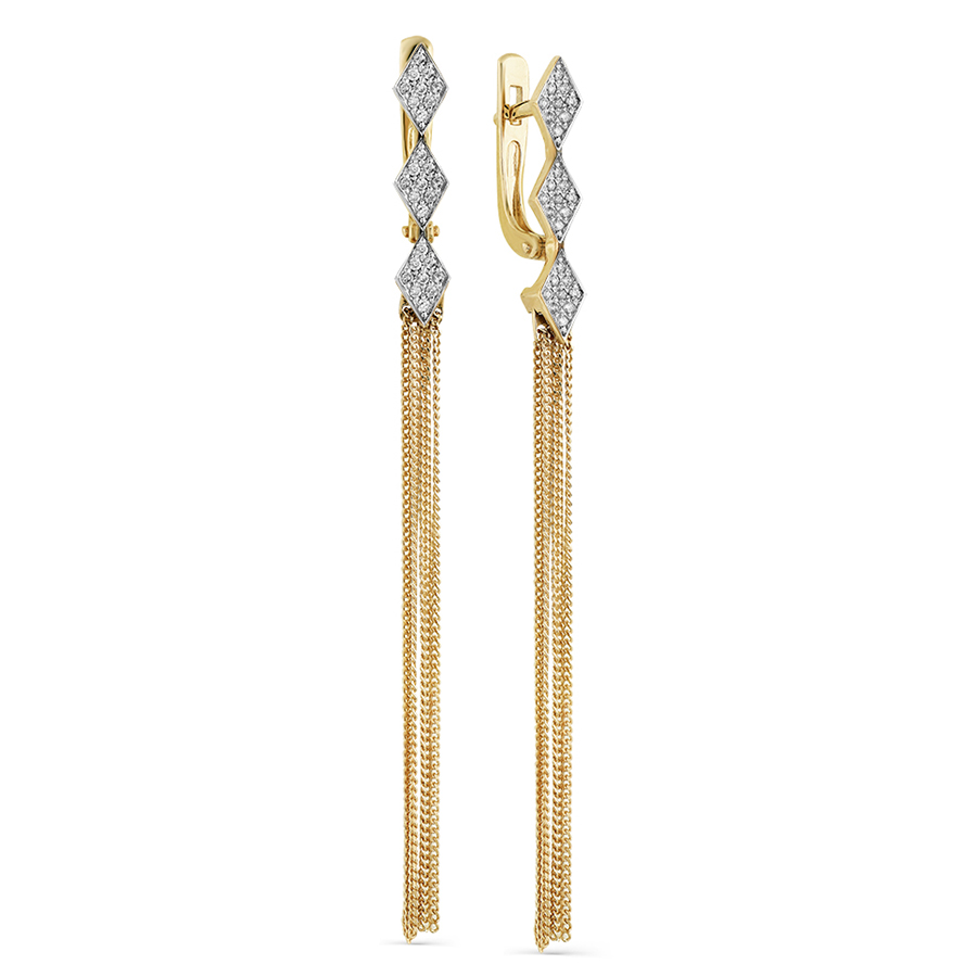 Серьги, золото, бриллиант, красный, 2-107-707